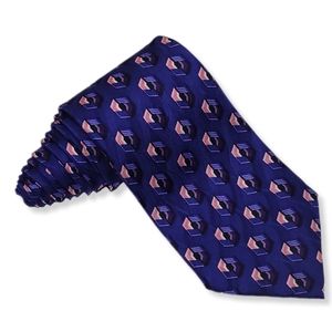 JZ Richards Von Maur Necktie Classic 59" Purple Geometric 100% Silk Handmade USA